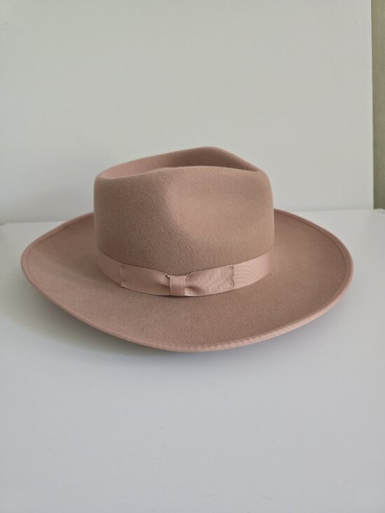Gigi Pip Monroe Rancher Wool Fedora Dusty Pink Hat XS 55 Boho Western Cowgirl main image 9